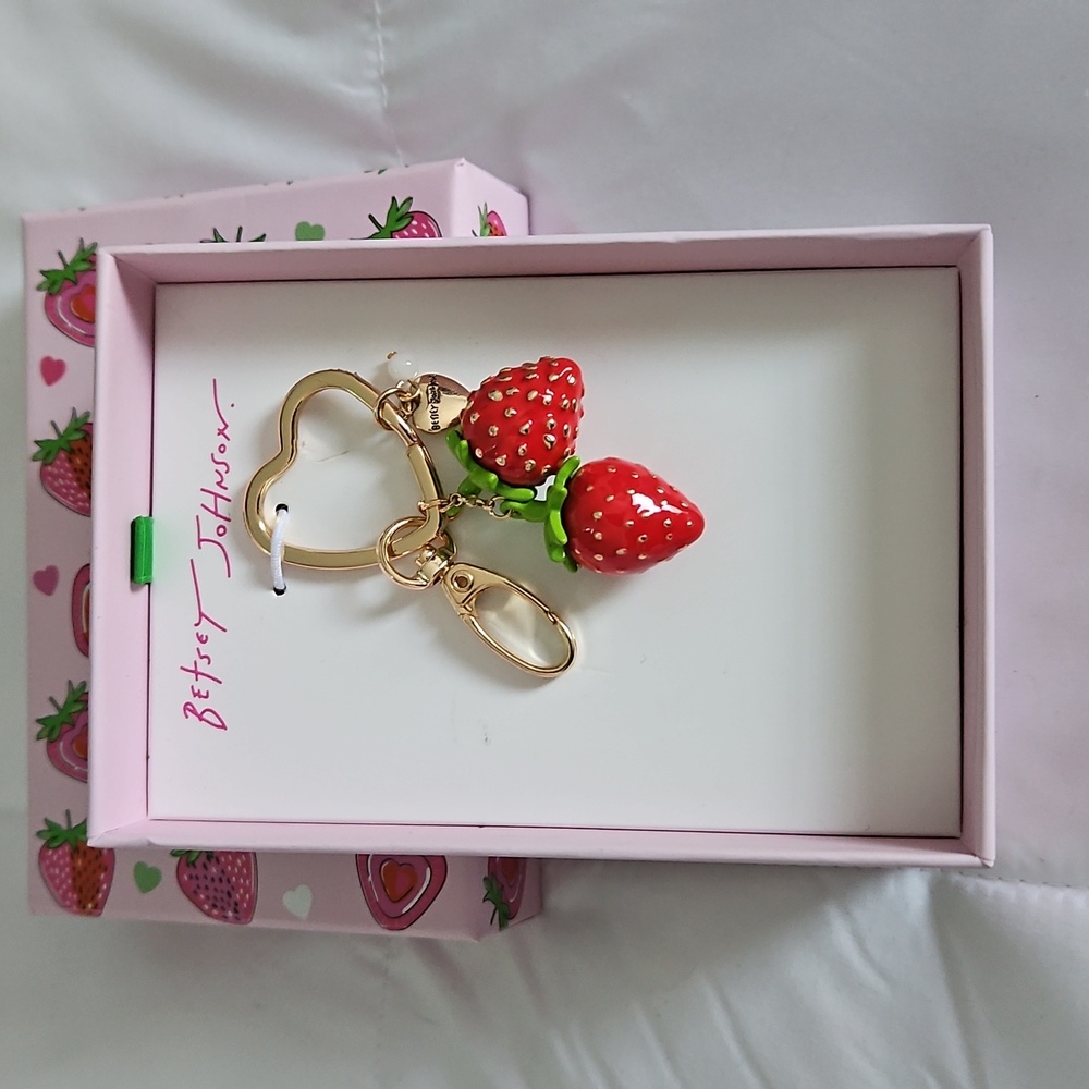 Betsey Johnson Strawberry Bag Charm/Keychain